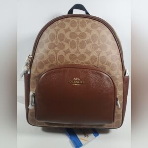 NWT! Coach Sig COURT Backpack Tan/Brown $450